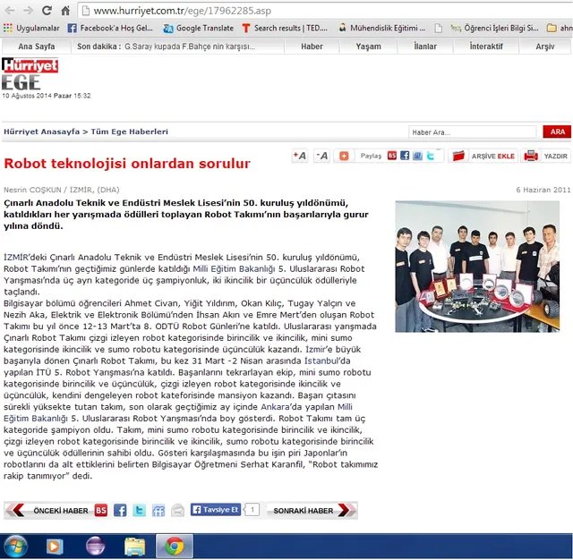 Ahmet Yasin Civan — Hürriyet 2011: Robot teknolojisi onlardan sorulur