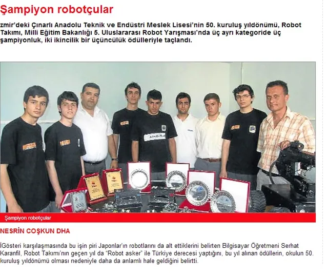 Ahmet Yasin Civan — Milliyet 2011: Şampiyon robotçular