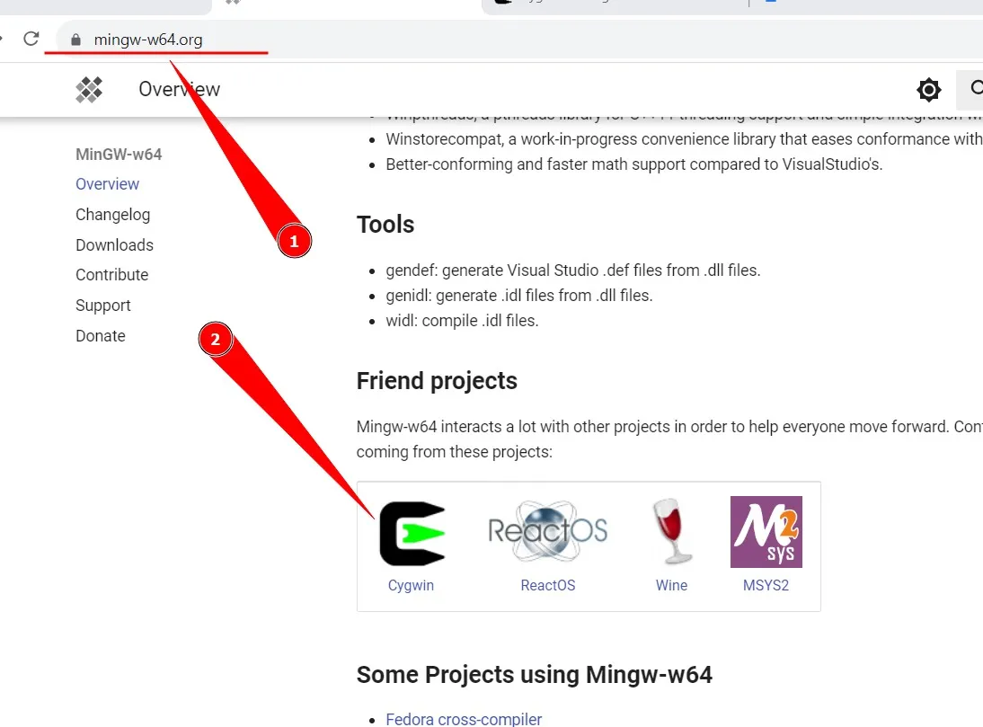 mingw-w64.org indirme ekran görüntüsü